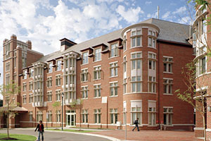 The Case Western Reserve University's seven-dormitory complex in Cleveland recently won two 2006 Cast Stone Institute Excellence Awards, one for manufacturing and the other for design. Photo courtesy of American Artstone.