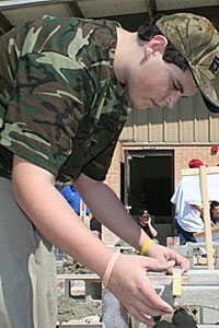 Sam Ennis, Bradford's highest scorer, is a first-year masonry student at the career center.