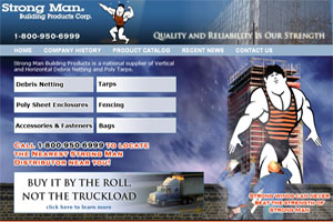 The new Strong Man Building Products Corp. website.