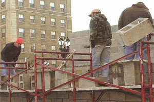 Apprentices of Bricklayers' Local Union #1 were the key to constructing the Grand Center Public Arts Plaza.