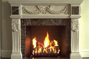 Nothing gives a fireplace, whether inside or outside, more character and appeal than a hand-carved mantel and fireplace surround.