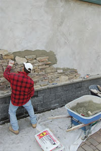 Sakrete bagged cement mixes, mortar mixes and repair products are used by masonry contractors for all kinds of concrete and masonry construction.