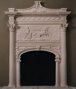 A fireplace with a hand-carved mantel can become the focal point of a room. Image courtesy of Morse Remodeling in Davis, Calif.