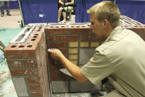 Keith McEneaney works to complete his composite project at the SkillsUSA National Masonry Contest in Kansas City, Mo.