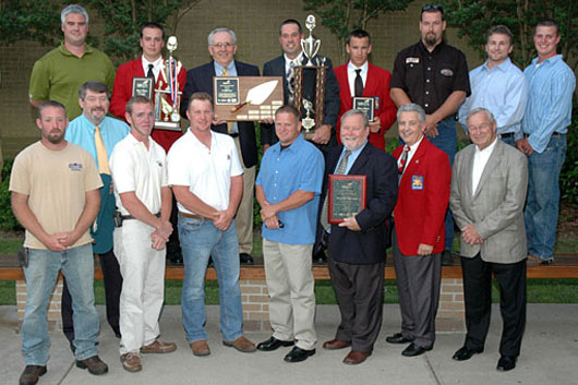 Retiring masonry instructor Doug Drye was recognized at a reception in his honor with all his past national SkillsUSA masonry champions in attendance.