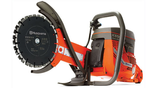 The Husqvarna K650 Cut-n-Break features two, twin 9-inch blades, along with a blade guard, allowing the saw to cut deeper than most.