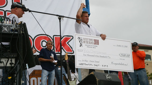 Bob Christensen, winner of the 2010 California Fastest Trowel on the Block competition.