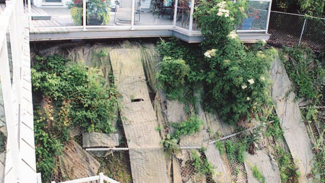 Versa-Lok was called upon to prevent this towering cliff from crumbling into Lake Erie.