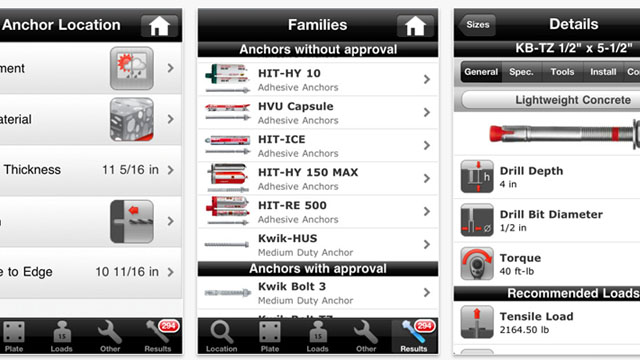 The Hilti Anchor Selector App for iPhones is now available on iTunes.