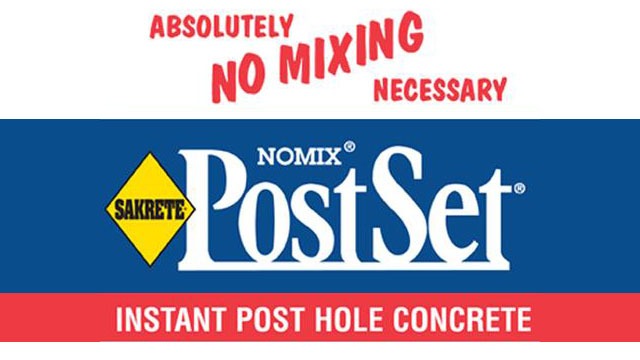 NOMIX® PostSet® instant post-hole concrete added to family of SAKRETE® branded concrete mixes.