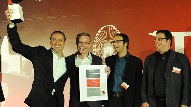 Winners of the Holcim Awards Gold 2011 Asia Pacific for “Locally-manufactured cob and bamboo school building, Jar Maulwi, Pakistan” (l-r): Eike Roswag, Ziegert Roswag Seiler Architekten Ingenieure, Germany, Arne Tönissen, Akim Jah and Karim Jah.