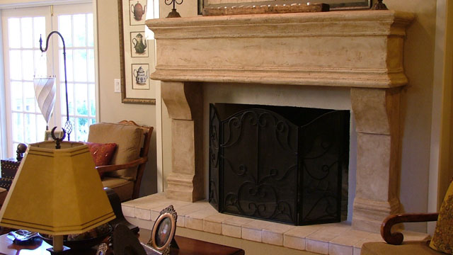 A cast stone mantel and surround can weigh up to 1 ton.