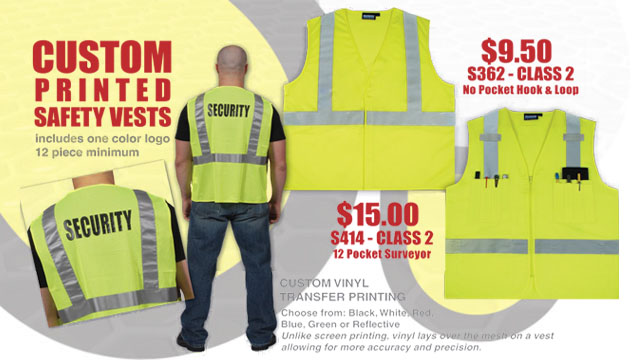 Custom printed safety vests