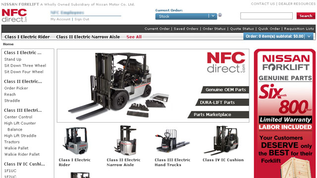 NFCdirect.com allows Nissan Forklift to provide more personalized content.