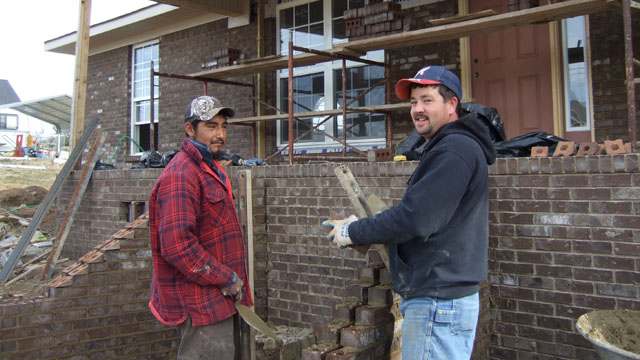 Mayes’ (right) business has focused on rebuilding tornado-damaged homes in the Fyffe, Ala., area.