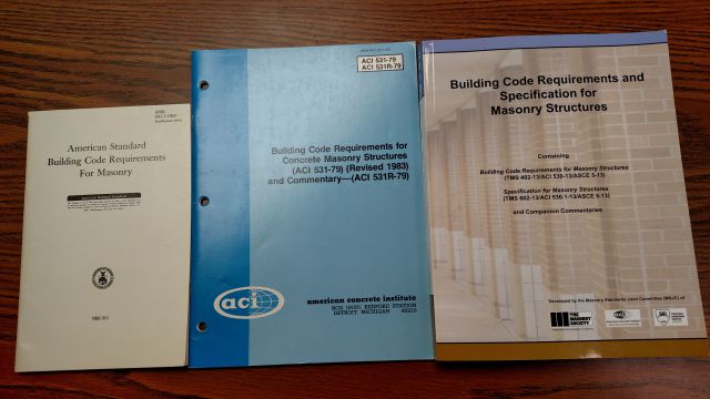 Figure 1: Left to right: Masonry design and construction standards from 1953, 1983 and 2013.