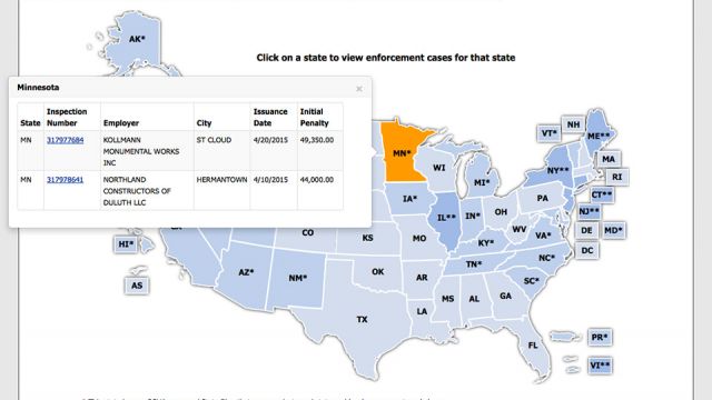 OSHA has created a new webpage to identify high penalty cases in all U.S. states and territories