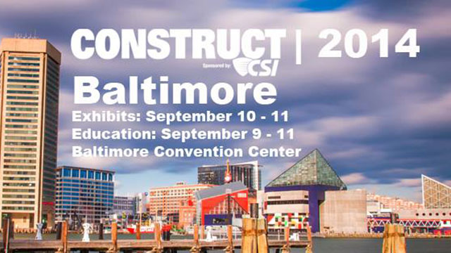 CONSTRUCT/CSI will take place in Baltimore in September 9-12, 2014