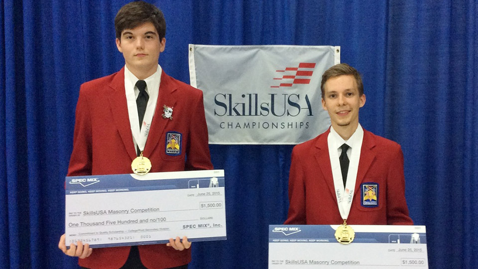 Gold Medal Secondary Luke Dutton (left), West Rowan High School in Mount Ulla, N.C. and Gold Medal Post-secondary/College Alex Ossowski (right), Central Cabarrus High School in Concord, N.C.