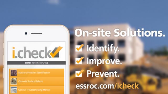 Essroc’s i.check app provides photos of common issues in concrete and masonry applications