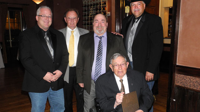 Glenn Sipe (center) is inducted into the inaugural Masonry Hall of Fame class
