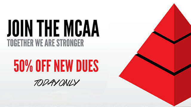 50% off new MCAA membership dues today only.