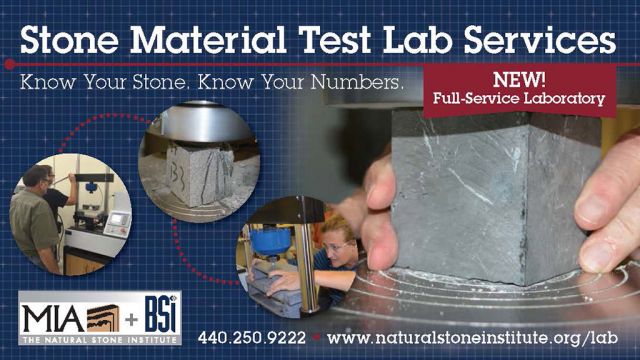 MIA+BSI is proud to announce the creation of a natural stone testing lab.