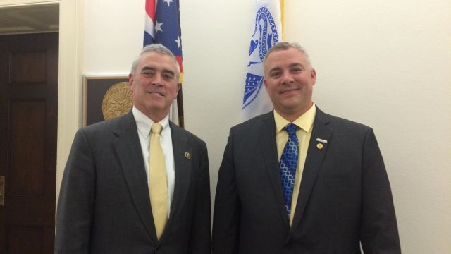 Rep. Brad Wenstrup (R-OH, left) took time out of his day to meet with MCAA member John Jacob (right) on Wednesday, 18 May.