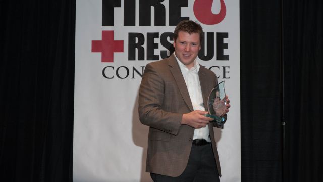 Dan Pherson accepts the Governor’s Award for Excellence in Virginia Fire Service Support-Private Sector