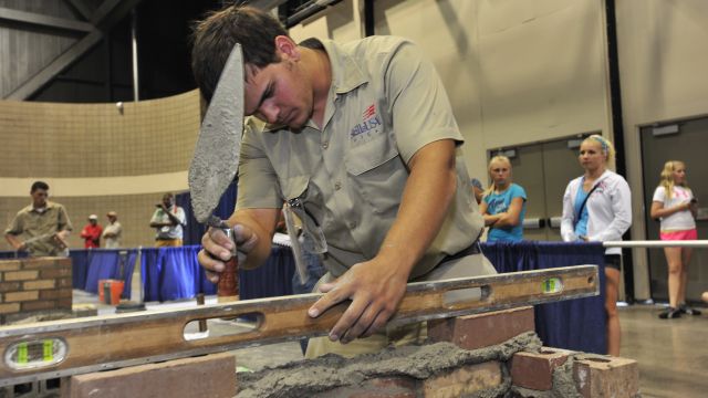 Caleb Soley, the fourth of four Soley Brothers to compete in the National Masonry Contest
