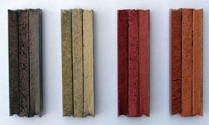 Each of the four sets of mortar channels represents one color. Photo courtesy of Prism Pigments.