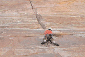 During the summer, Casey Schmidt enjoys rock climbing in Utah.