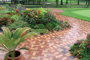 Clay pavers were chosen because of the variety of available colors.