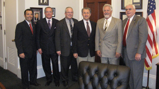 Left to right: Matt Keelen (MCAA Lobbyist), Roy Swindal (MCAA Region B Vice President), Jeff Buczkiewicz (MCAA Executive Director), Congressman Wally Herger (R-CA 2nd), Tom Daniel (MCAA President) and John Smith, Jr. (MCAA Secretary)