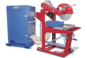 Masonry Tec Products' JackVac1000 has an integrated saw stand, a dust collection hood.