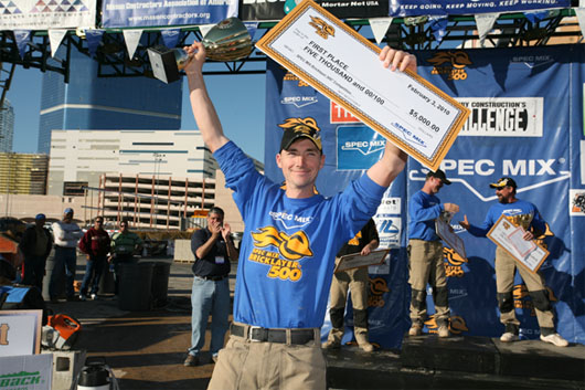 Garrett Hood, winner of the 2010 SPEC MIX BRICKLAYER 500® National Bricklaying Championship.