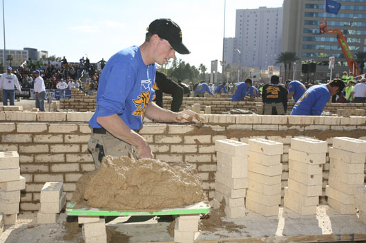 Mason Garrett Hood from North Carolina, took first place overall with 911 brick laid.
