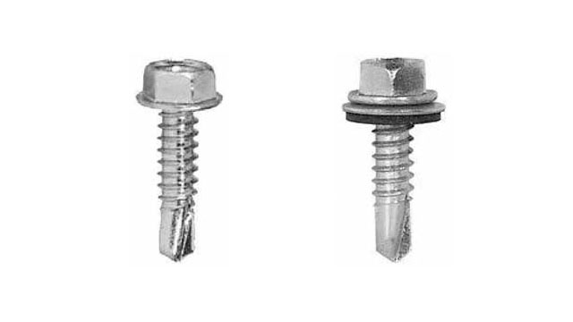HWD self-drill/self-tap screw (left), HWD self-drill/self-tap screw with sealant washer (right)