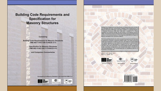 The front and back covers of the new 2011 Building Code Requirements for Masonry Structures.