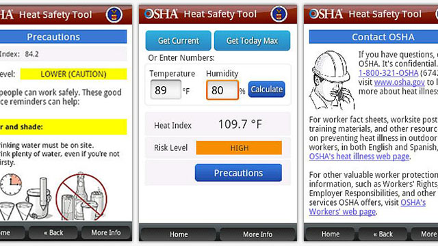 The OSHA Heat Safety Tool is now available on the Android Market.