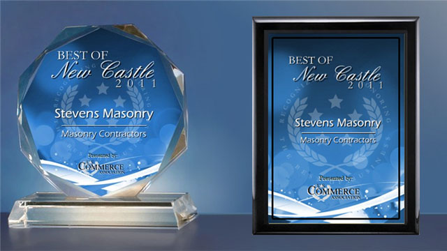 The 2011 Best of New Castle Award for mason contractors was award to MCAA member Stevens Masonry.