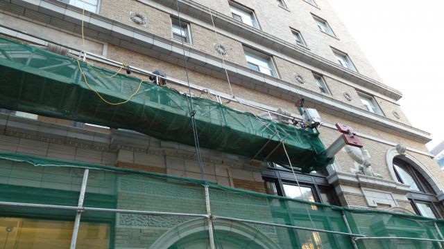 Spider is providing a custom suspended access solution for masonry restoration work on The Josephinum apartment building
