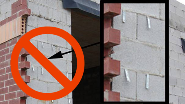 Corrugated sheet metal anchors are only allowed with wood frame backup.
