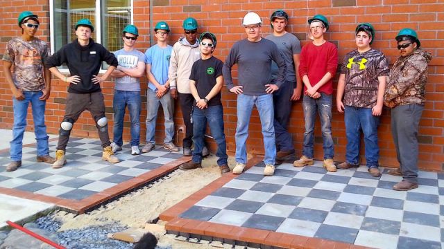 The advanced masonry class at Queen Anne’s County High School.