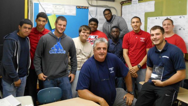 Patrick Durkin with his students at Swenson Arts and Technology High School in Philadelphia.