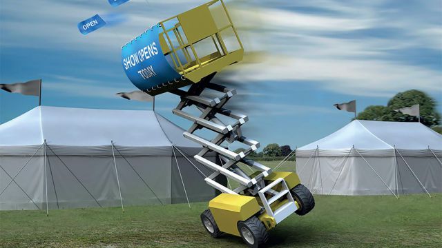 Scissor lifts are not designed to hold banners or advertisement boards.