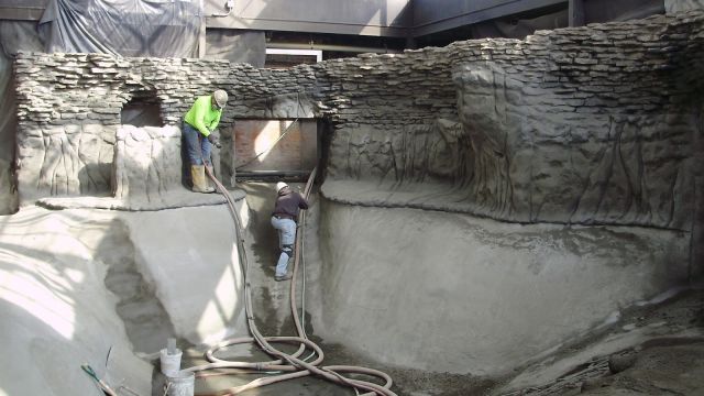 More than 50 3,000-pound bulk bags of QUIKRETE® Shotcrete MS were used to create the crocodile habitat