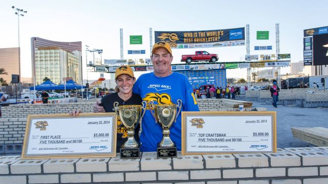 Mason Jerry Goodman and his daughter win the top two awards at 2014 SPEC MIX BRICKLAYER 500® National Bricklaying Championship