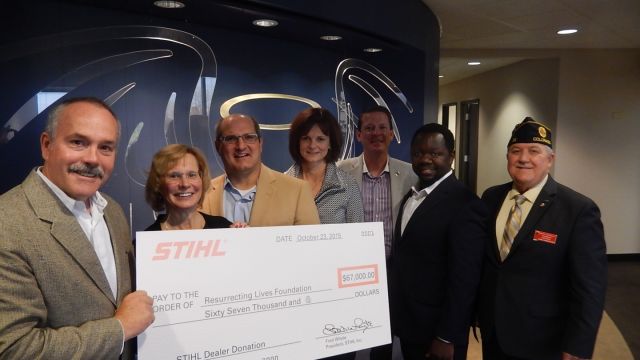 STIHL Inc. recently presented a check for $67,000 to the Resurrecting Lives Foundation.