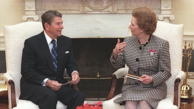 Ronald Reagan with Margaret Thatcher at the White House. Photo courtesy of the Ronald Reagan Library.